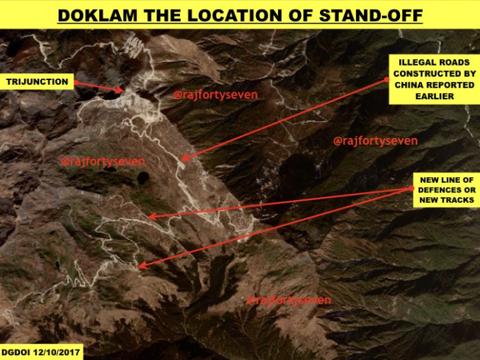 Latest news on Doklam | troop build up on Chinese side | theprint.in Satellite image showing stand off area at Doklam