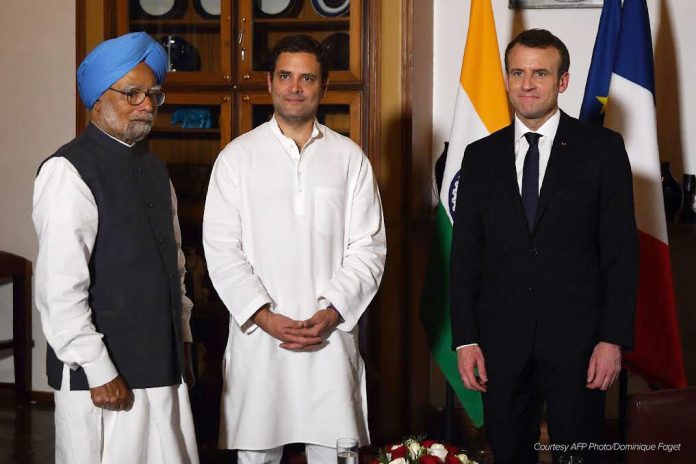 Latest News on france and India relations | ThePrint.in Manmohan Singh and Rahul Gandhi with Emmanual Macron |