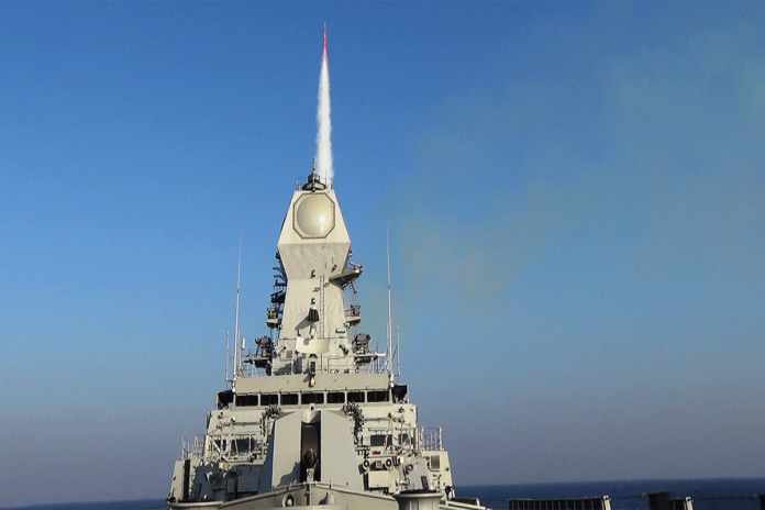 Latest news on Rafael and Barak Missile case| Theprint.in INS Kolkata firing a Long-Range Surface-to-Air Missile