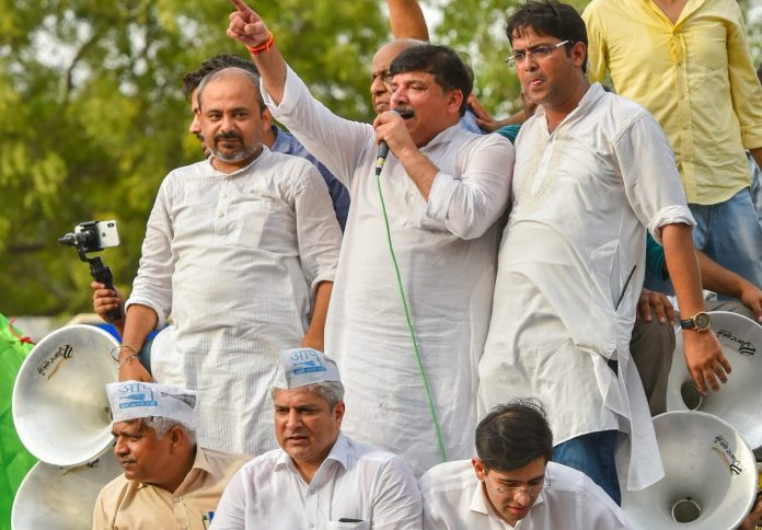 Latest on politics | ThePrint.in AAP MP Sanjay Singh with party workers | PTI Photo/Kamal Kishore