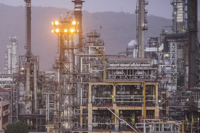 A Bharat Petroleum Corp. refinery stands in the Mahul area of Mumbai