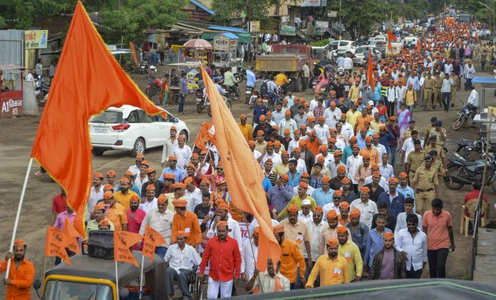Latest news on Maratha protests | ThePrint.in Protestors from the Maratha community take part in a rally demanding reservation, in Karad, Maharashtra | PTI