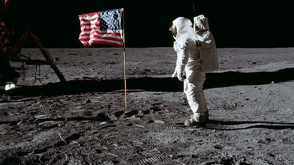Latest on The Conversation | ThePrint.in Edwin E. ‘Buzz’ Aldrin Jr. beside the U.S. flag deployed on the moon during the Apollo 11 mission 1969 | Wikimedia Commons