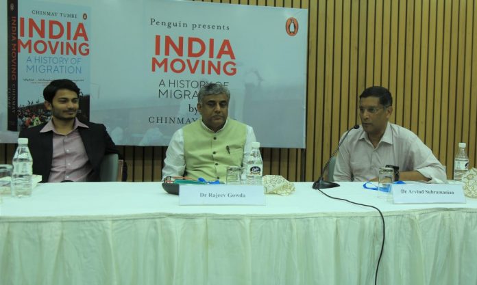 Latest news on migration | ThePrint.in CEA Arvind Subramanian with MP Rajeev Gowda (center) and Chinmay Tumbe (left) | Manisha Mondal / ThePrint