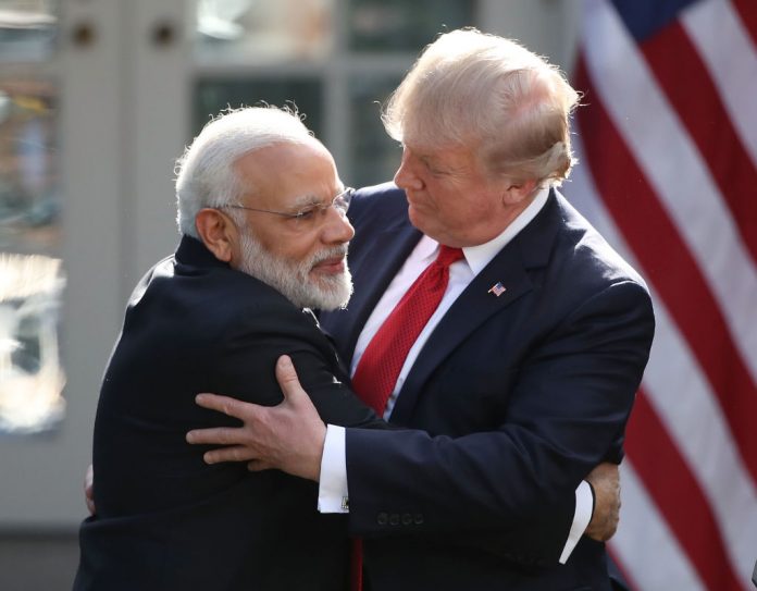 President Trump And Indian PM Modi Hold Joint Statement At White House U.S. President Donald Trump and Indian Prime Minister Narendra Modi embrace in Washington, DC | Photo by Mark Wilson/Getty Images