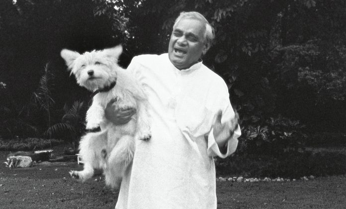 Atal Bihari Vajpayee, former Prime Minister of India with his pet Dog at his Residence in New Delhi, India File photo of Atal Bihari Vajpayee with his pet Dog at his residence in New Delhi | Bandeep Singh/The India Today Group/Getty Images