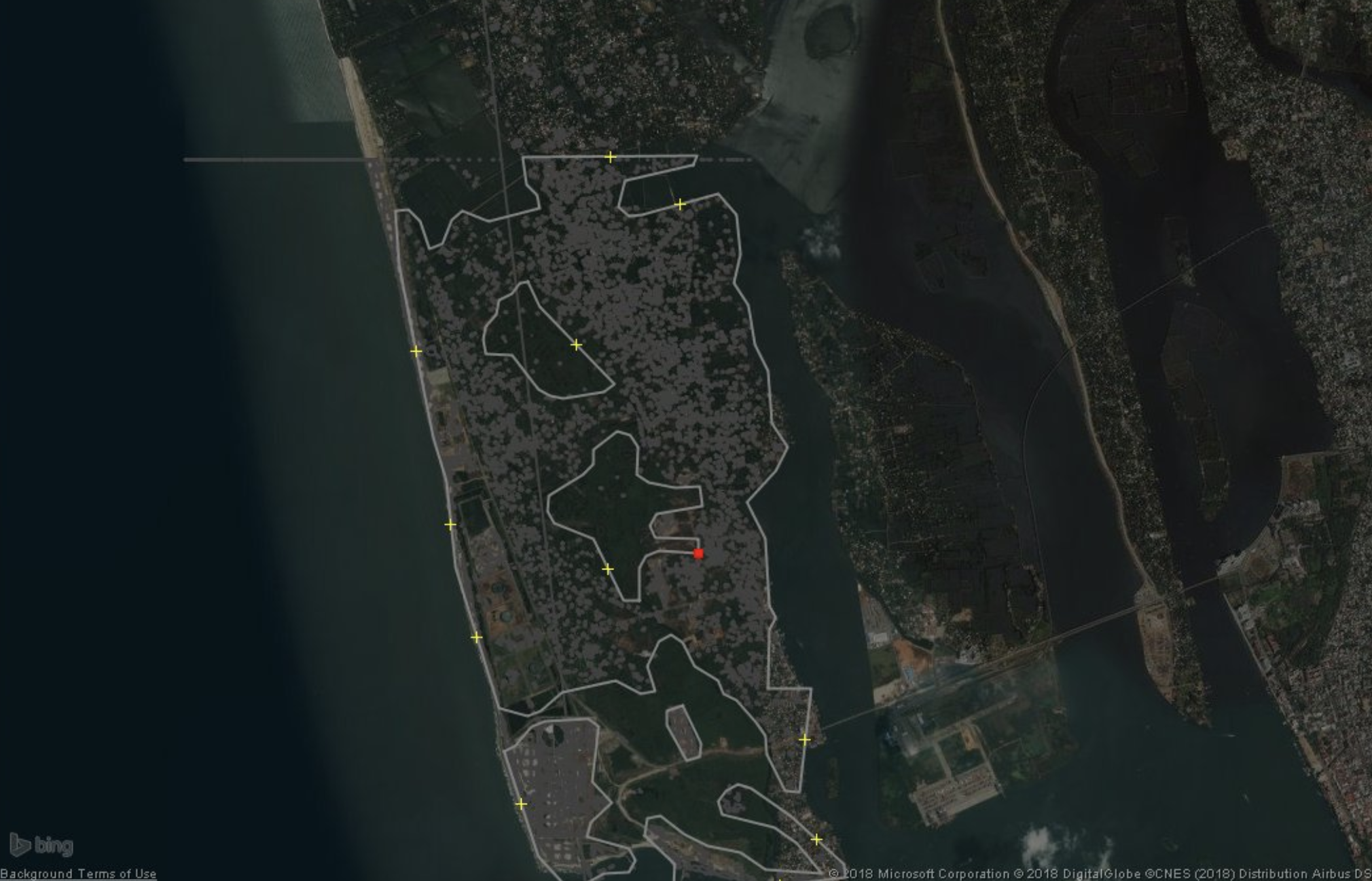 A satellite image of coastal Kerala shows the extent of floods | Twitter/BlakeGirardot