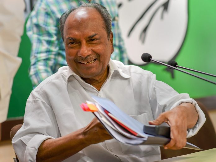 Congress press conference File image of former Defence Minister and senior Congress leader A K Antony | PTI