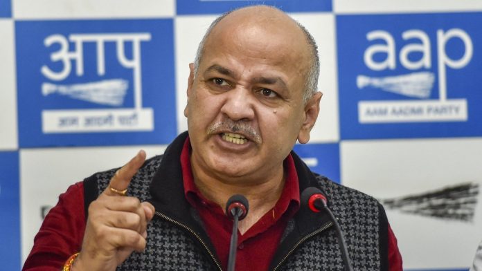Sisodia addresses press Manish Sisodia