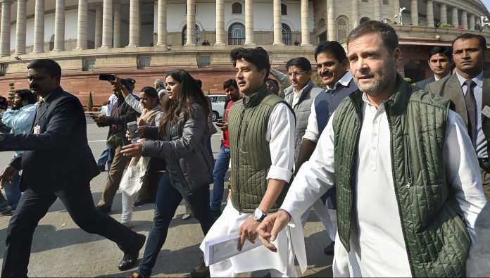 Latest news on Rahul Gandhi | theprint.in Congress President Rahul Gandhi with party MP Jyotiraditya Scindia during the Winter Session of Parliament