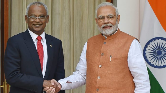 Maldivian president Ibrahim Mohamed Solih in India PM Narendra Modi and Maldivian President Ibrahim Mohamed Solih before a meeting at Hyderabad House, in New Delhi, Monday | Kamal Kishore/PTI