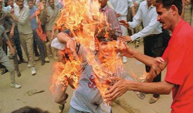 Latest news on Narendra Modi | ThePrint.in Rajeev Goswami immolating himself during the Mandal agitation | Facebook