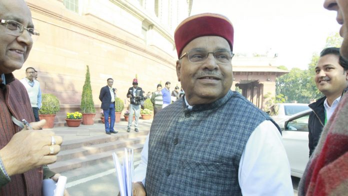 Thawarchand Gehlot at Parliament on Wednesday-photo/Praveen Jain/the Print Union minister Thawarchand Gehlot
