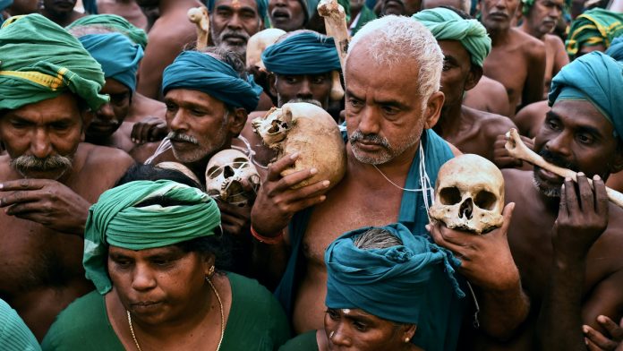 Latest news on farmers | ThePrint Tamil Nadu farmers during a march in New Delhi | Anindito Mukherjee/Bloomberg