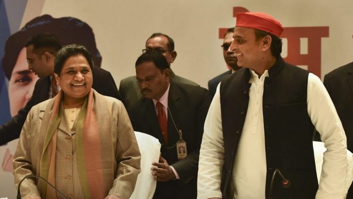mayawati-akhilesh BSP supremo Mayawati and Samajwadi Party chief Akhilesh Yadav during a joint press conference in Lucknow | PTI