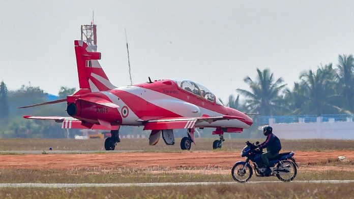 Latest news on Aero India 2019 | ThePrint IAF's Surya Kiran display team's Hawk Mk-132 Advanced Jet Trainer (AJT)