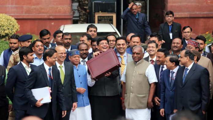 Union minister Piyush Goyal Finance minister Piyush Goyal before the interim budget presentation outside Parliament