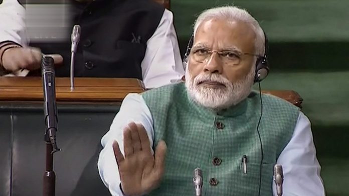 Union Budget 2019-20 at Parliament PM Narendra Modi cheers as Piyush Goyal presents the interim Budget 2019-20 in Lok Sabha | PTI