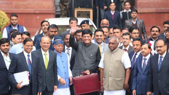 Latest news on Piyush Goyal | ThePrint Interim Finance minister Piyush Goyal and his team outside the Parliament before the budget session