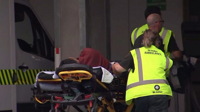 Terrorist Attacks on Two New Zealand Mosques Leave 49 Dead (1) A victim arriving at a hospital following the mosque shooting in Christchurch | Tv New Zealand/AFP/Getty Images
