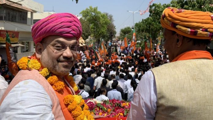 Latest news on Amit Shah| ThePrint Amit Shah at his Gandhinagar road show | @AmitShah/Twitter