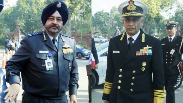 Latest news on Indian Navy and IAF | ThePrint Air Chief Marshal B.S. Dhanoa and Indian Navy chief Admiral Sunil Lanba