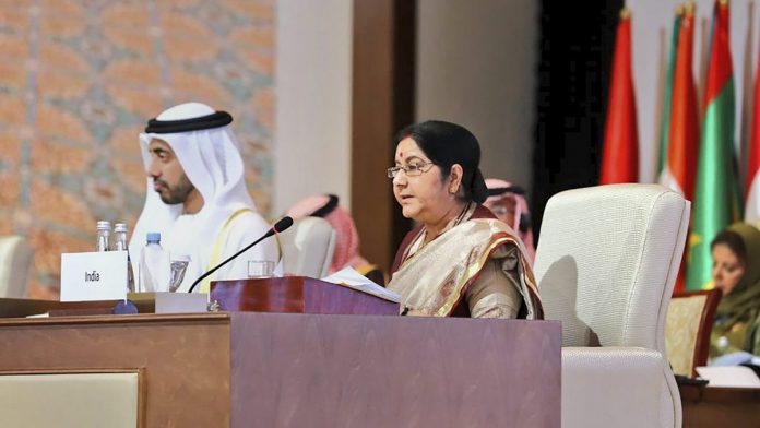 Swaraj at OIC File photo of Sushma Swaraj at the Organisation of Islamic Cooperation meet in Abu Dhabi | PTI