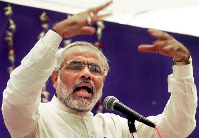 A file photo of Narendra Modi as the CM of Gujarat in 2002