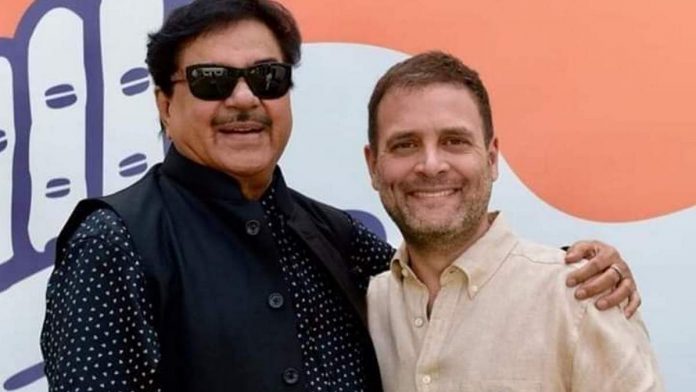 New Congress leader Shatrughan Sinha with party chief Rahul Gandhi | @ShatruganSinha/Twitter