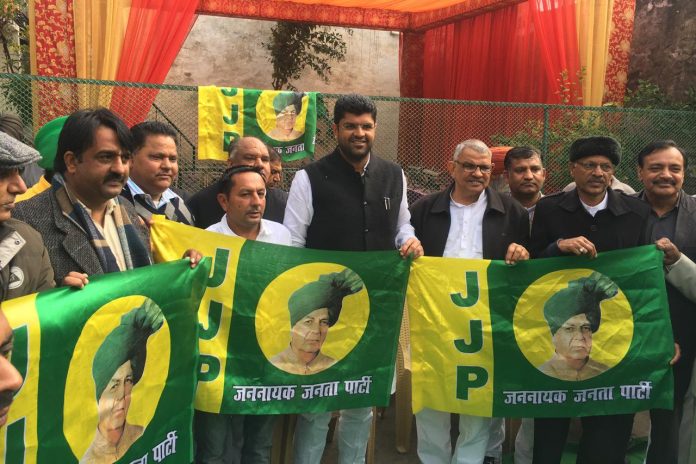 Latest news on Haryana politics | theprint.in Jannayak Janta Party (JJP) with founder Dushyant Chautala (centre)