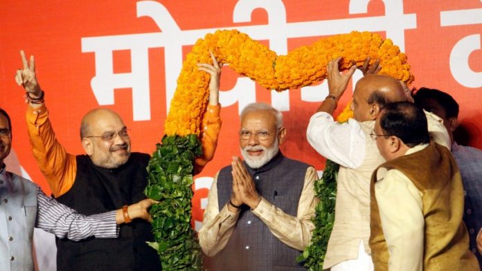 Narendra Modi Narendra Modi with Rajnath Singh and Amit Shah