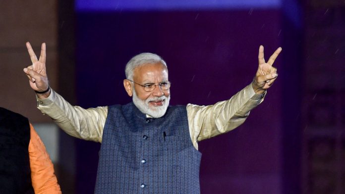 PM Narendra Modi celebrates victory PM Modi after winning elections