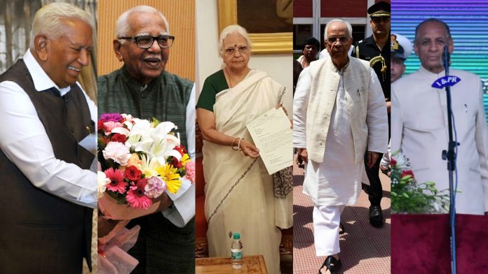 Governors (From L-R) Vajubhai Vala, Ram Naik, Mridula Sinha, Om Prakash Kohli, and ESL Narasimhan | ANI Photos | ThePrint