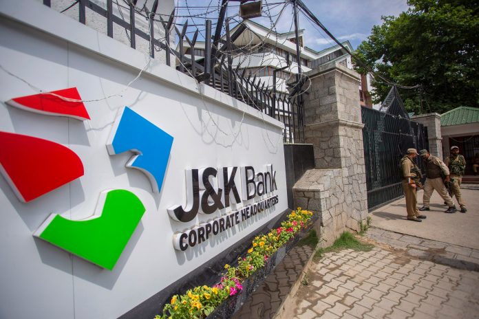 J&KBank A team of Anti Corruption Bureau along with Jammu and Kashmir police raid the corporate headquarters of J&K Bank | File Photo | ANI