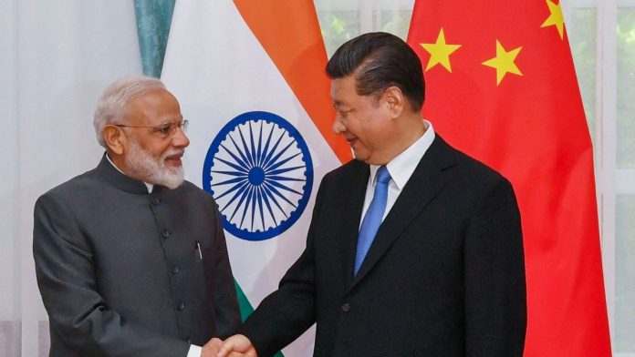 PM Narendra Modi with Chinese President Xi Jinping on the sidelines of the Shanghai Cooperation Organisation Summit in Bishkek Kyrgyzstan