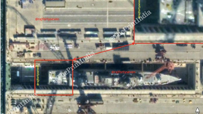 Satellite imagery shows that the Chinese navy is using these newer dry docks to increase the production rate of its latest cruiser