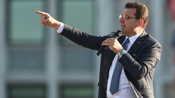 Imamoglu Takes Office Again After Istanbul's Mayoral Re-Election Newly elected Mayor of Istanbul Ekrem Imamoglu of the main opposition Republican People's Party (CHP) speaks to supporters after taking the Mayoral mandate in front of Istanbul Municipality building. | Bloomberg