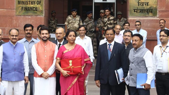 Finance Minister Nirmala Sitharaman and her team on their way to present the Finance Budget Finance Minister Nirmala Sitharaman and her team on their way to present the Finance Budget