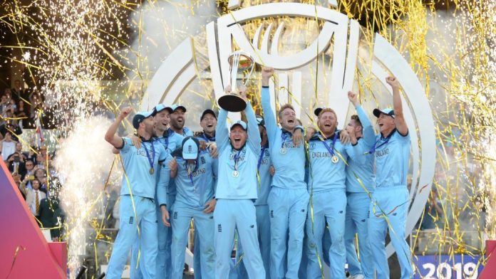 The England cricket team after winning the World Cup The England cricket team after winning the World Cup