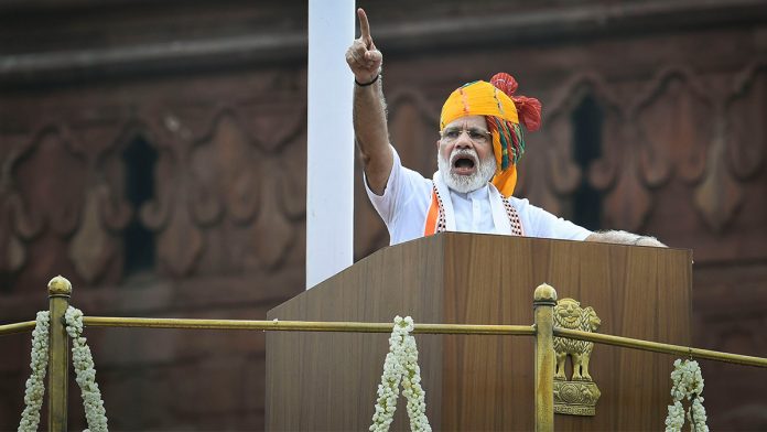 Modi Independence Day speech 2019 Prime Minister Narendra Modi delivering his Independence Day speech, in New Delhi on 15 August, 2019 | Arun Sharma | PTI