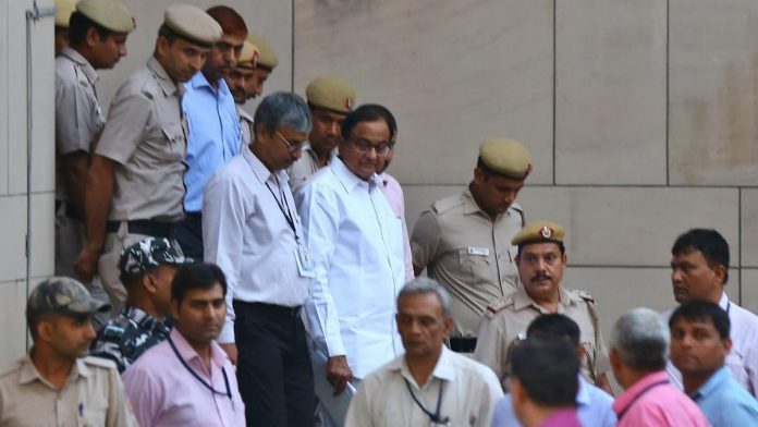 Chidamabaram P Chidambaram after being produced before a CBI court in the INX media case in New Delhi