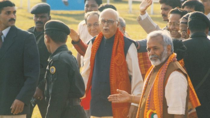 Chimayananda-Advani Chimayananda seen with LK Advani