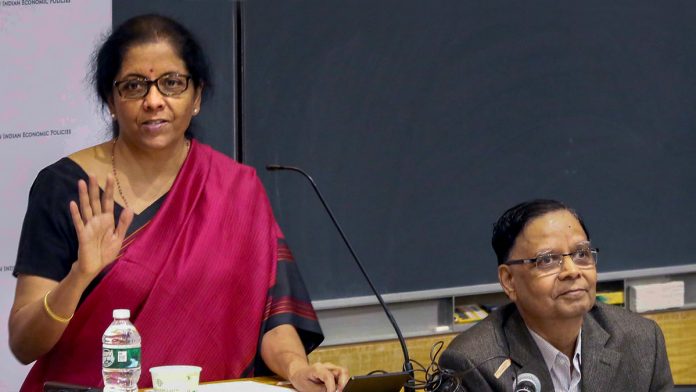 Nirmala Sitharaman in New York Nirmala Sitharaman speaks on 'Indian Economy: Challenges and Prospects' at Columbia University in New York | PTI