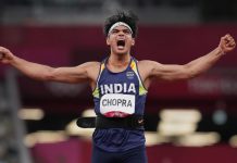 India's Neeraj Chopra reacts during the final of the men's javelin throw event at the 2020 Summer Olympics, in Tokyo, on 7 August 2021 | Gurinder Osan | PTI
