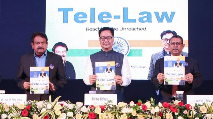 Union Law and Justice Minister Kiren Rijiju along with Minister of State for Law and Justice SP Baghel launched the Citizen's Tele-Law mobile app on 13 November 2021 | Twitter/@KirenRijiju Union Law and Justice Minister Kiren Rijiju along with Minister of State for Law and Justice SP Baghel launched the Citizen's Tele-Law mobile app on 13 November 2021 | Twitter/@KirenRijiju